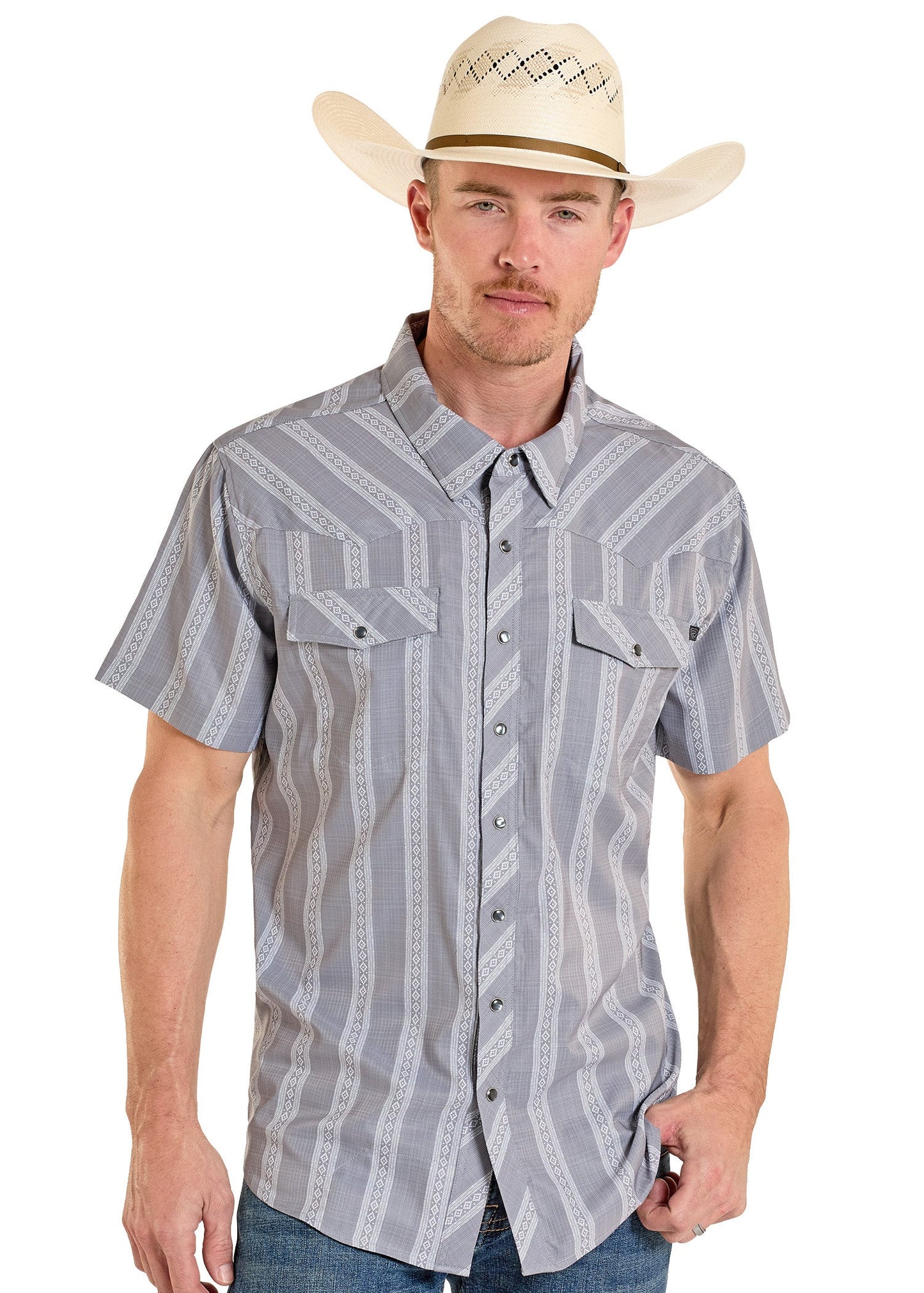 R&R Tek Western Classic Dobby Stripe SS Shirt