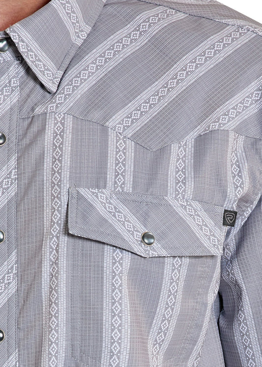 R&R Tek Western Classic Dobby Stripe SS Shirt