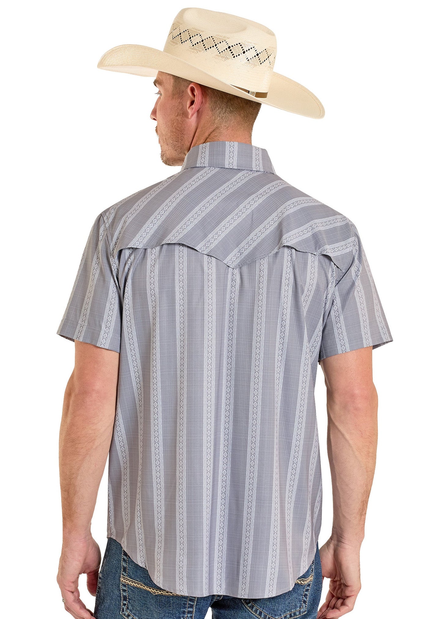 R&R Tek Western Classic Dobby Stripe SS Shirt