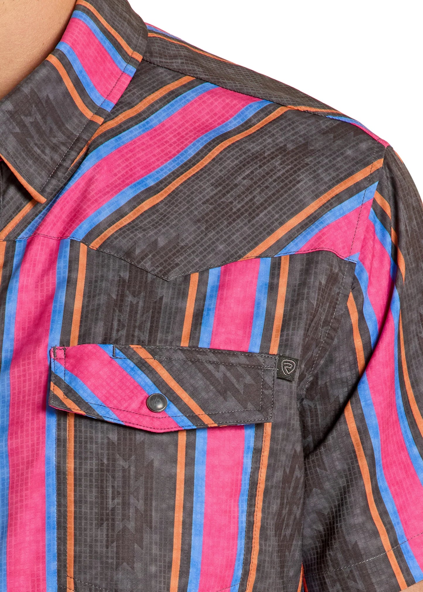 Men's R&R Tek Western Magenta Stripe SS Shirt