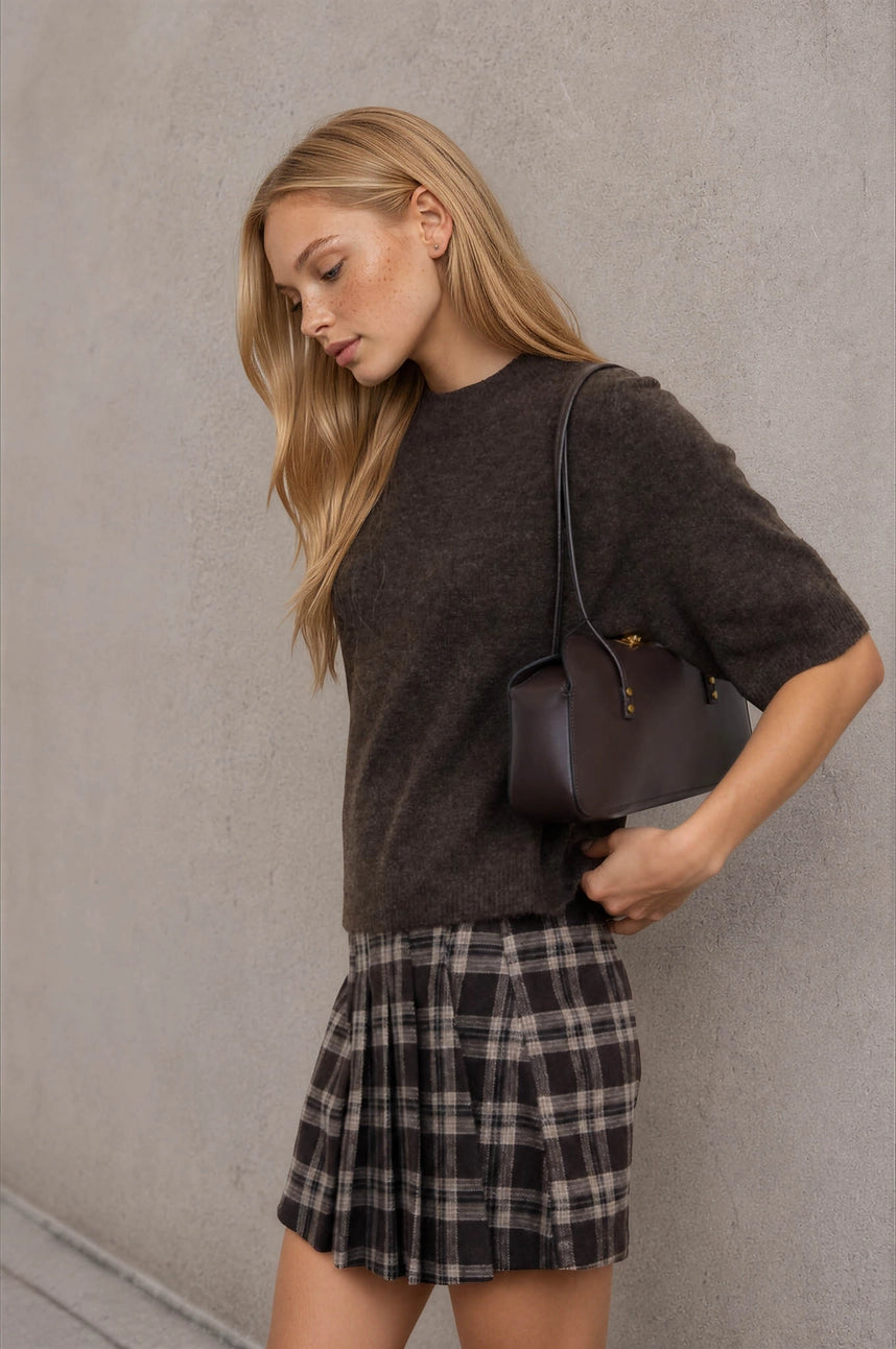 Crewneck Short Sleeve Sweater Cocoa