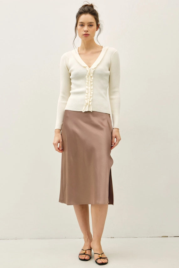 Be Cool Silky Satin Taupe Skirt