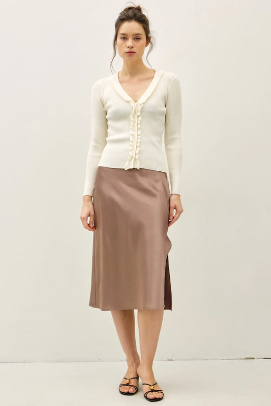 Be Cool Silky Satin Taupe Skirt
