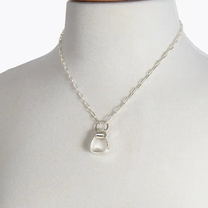 UE-Cheyenne Western Stirrup Necklace Silver