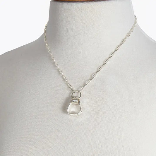 UE-Cheyenne Western Stirrup Necklace Silver
