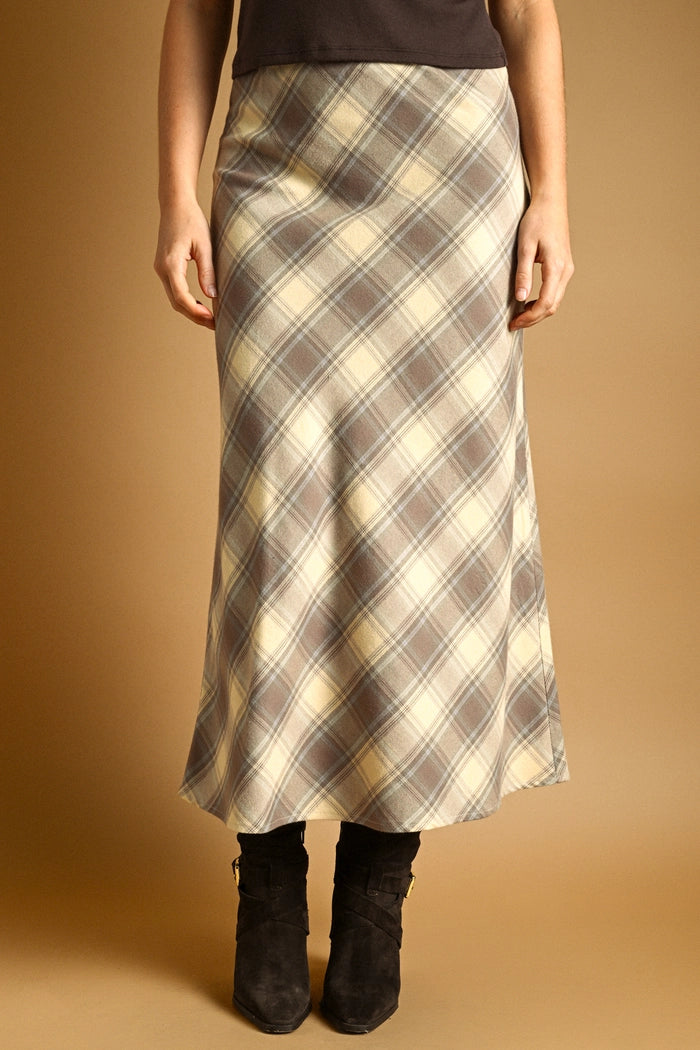 Miou Muse Plaid Patterned MIDI Skirt