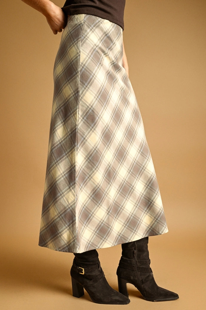 Miou Muse Plaid Patterned MIDI Skirt