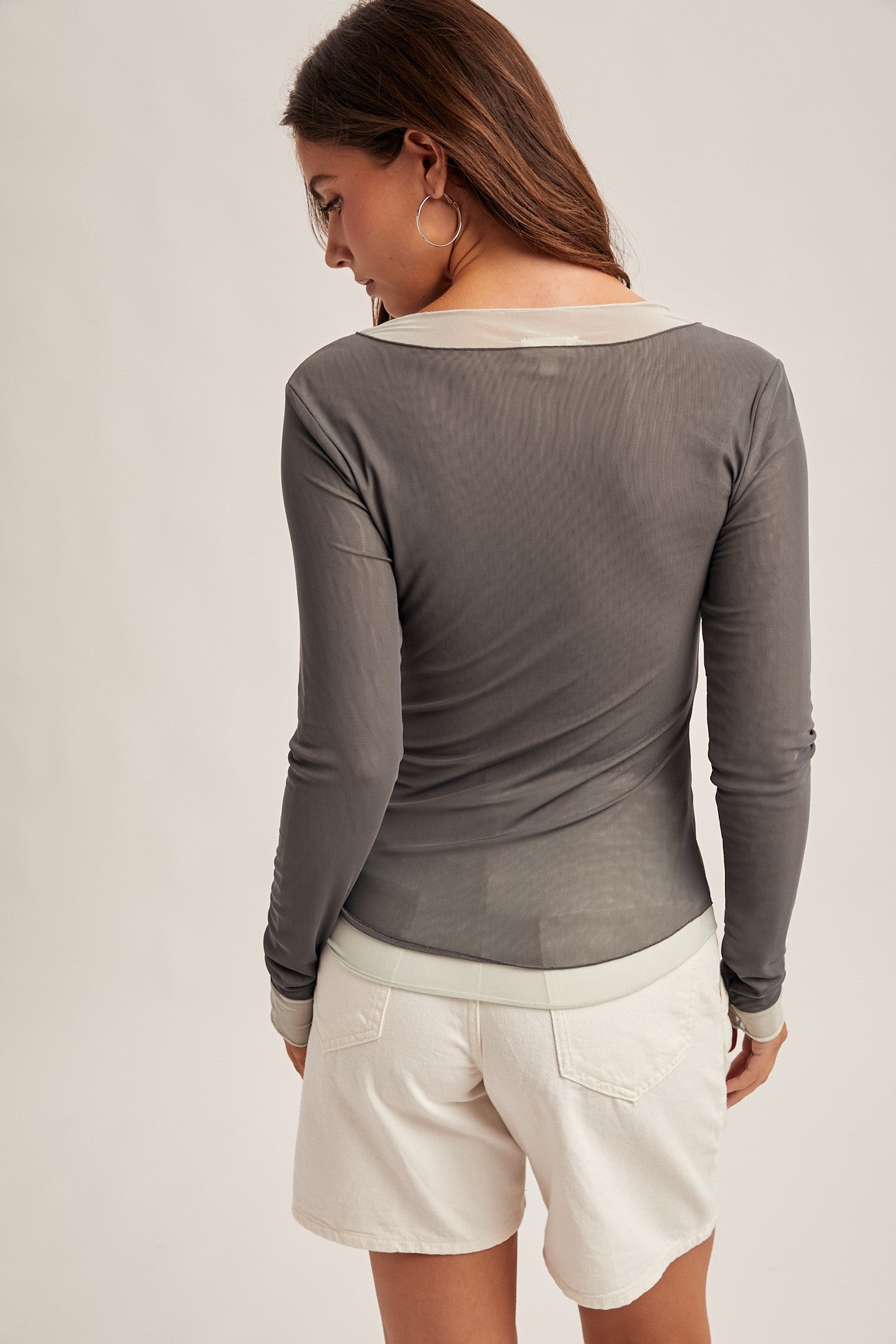 Hem&Thread Double Layer Mesh Top Slate