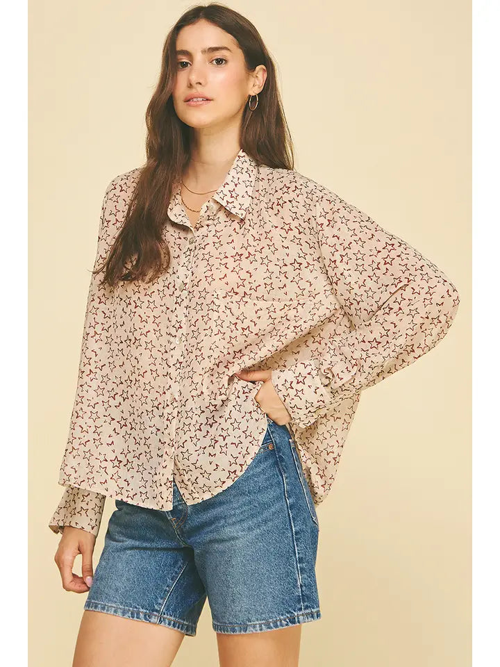 Pinch Taupe Star Print Shirt