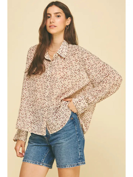 Pinch Taupe Star Print Shirt