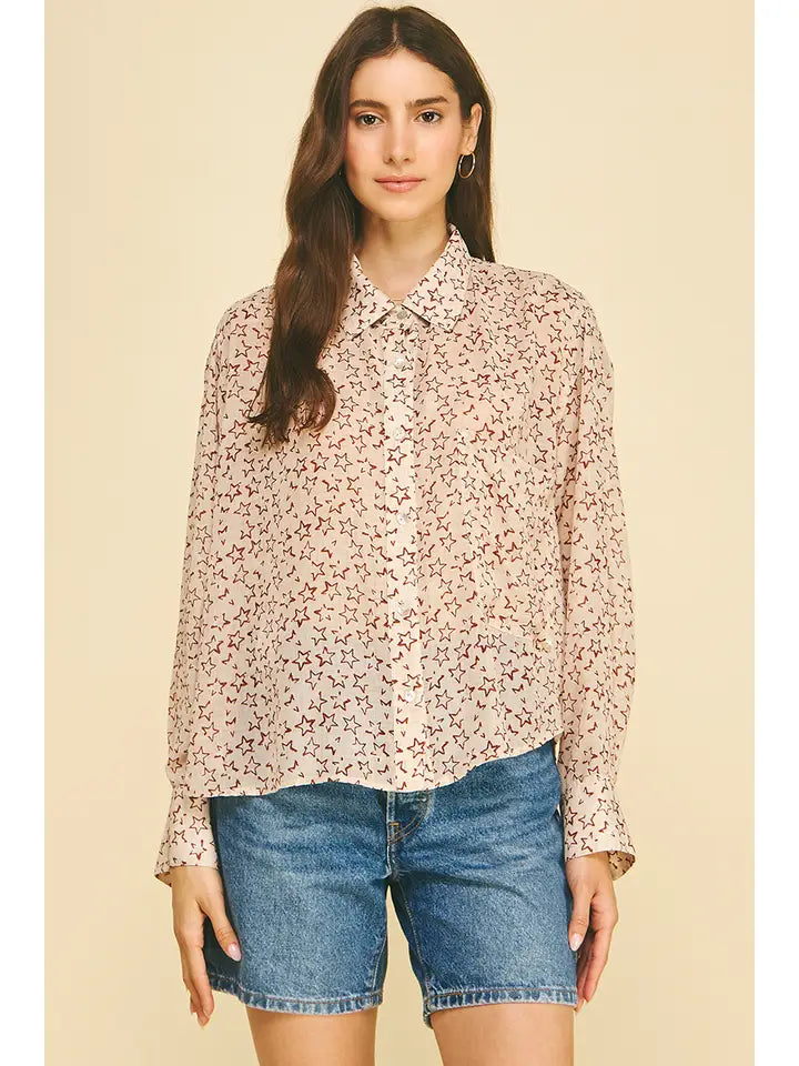 Pinch Taupe Star Print Shirt