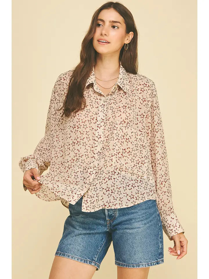 Pinch Taupe Star Print Shirt