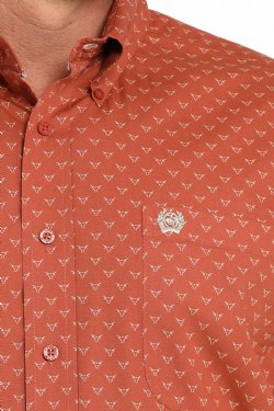 Cinch Steer Print Orange Shirt