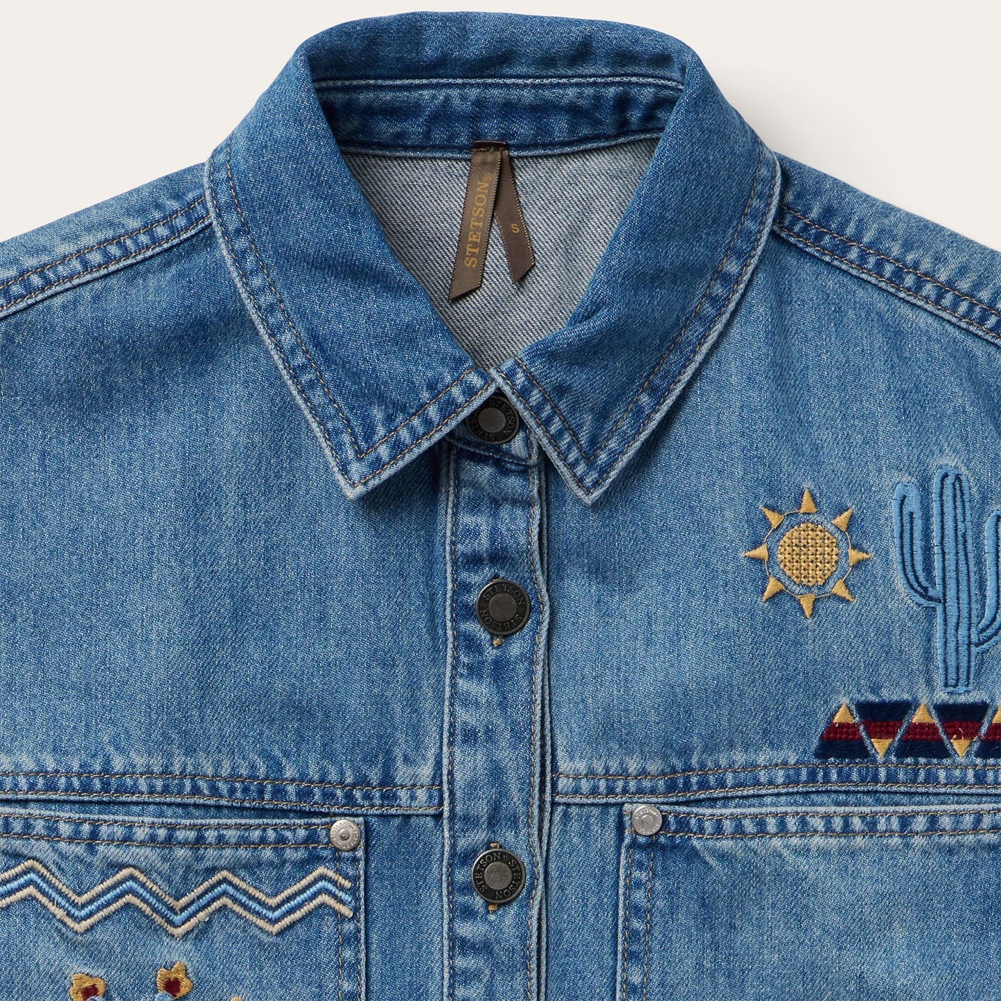 Stetson Applique Embroidered Denim Top