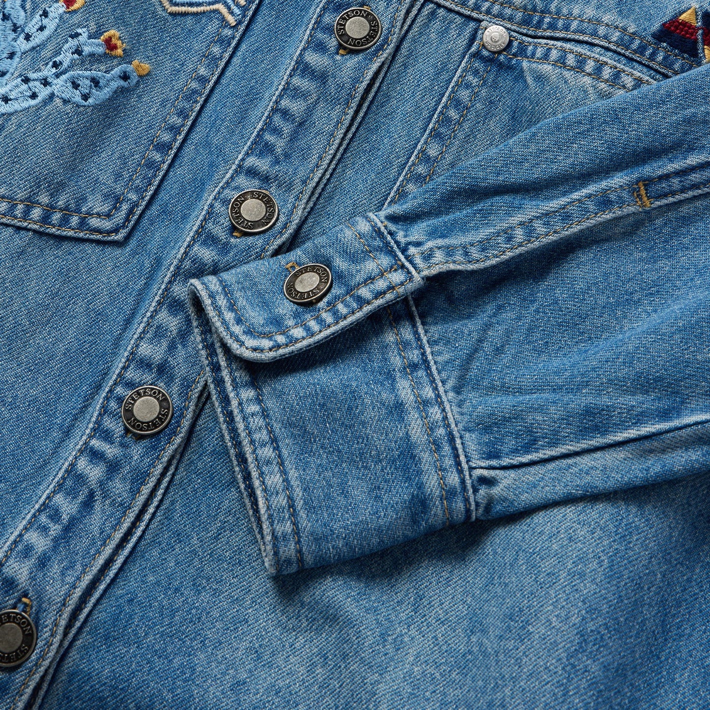 Stetson Applique Embroidered Denim Top