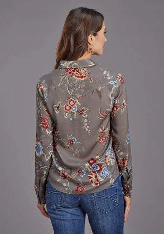 Stetson Vintage Grey Floral Blouse