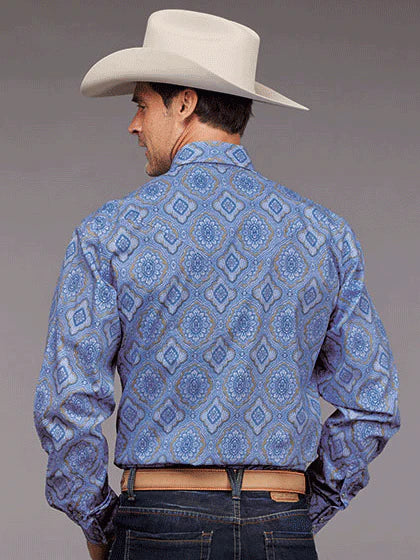 Stetson Chambray Paisley Shirt Blue