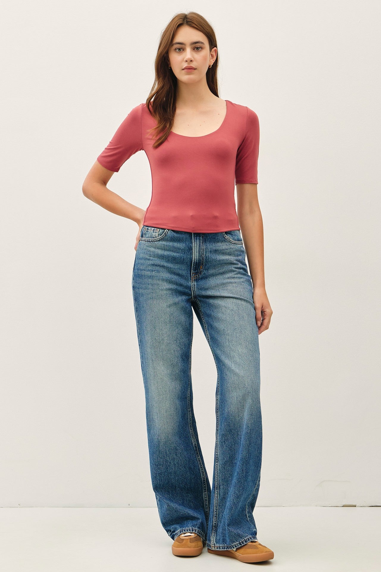Be Cool Sienna Stretchy Cropped Jersy Top