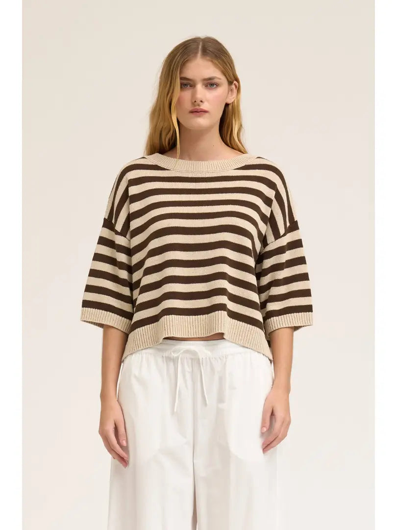 G&G Drop Shoulder Stripe Knit Top