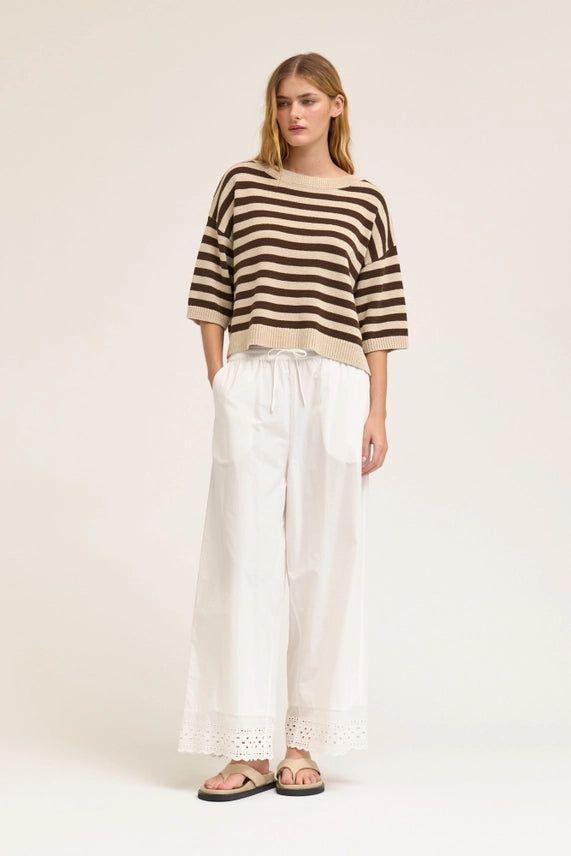 G&G Drop Shoulder Stripe Knit Top
