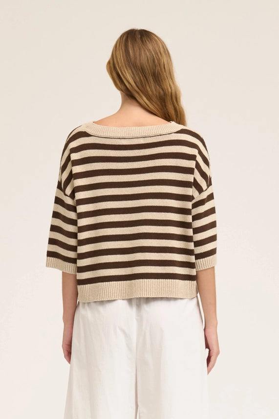 G&G Drop Shoulder Stripe Knit Top