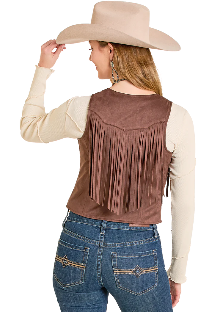 Rock&Roll Brown Studded Fringe Vest