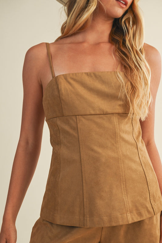 Mustard Seed Tan Straight Neck Cami Top