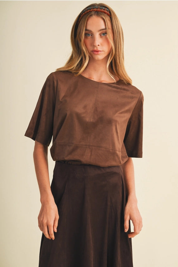 Mustard Seed Faux Suede Boxy Top