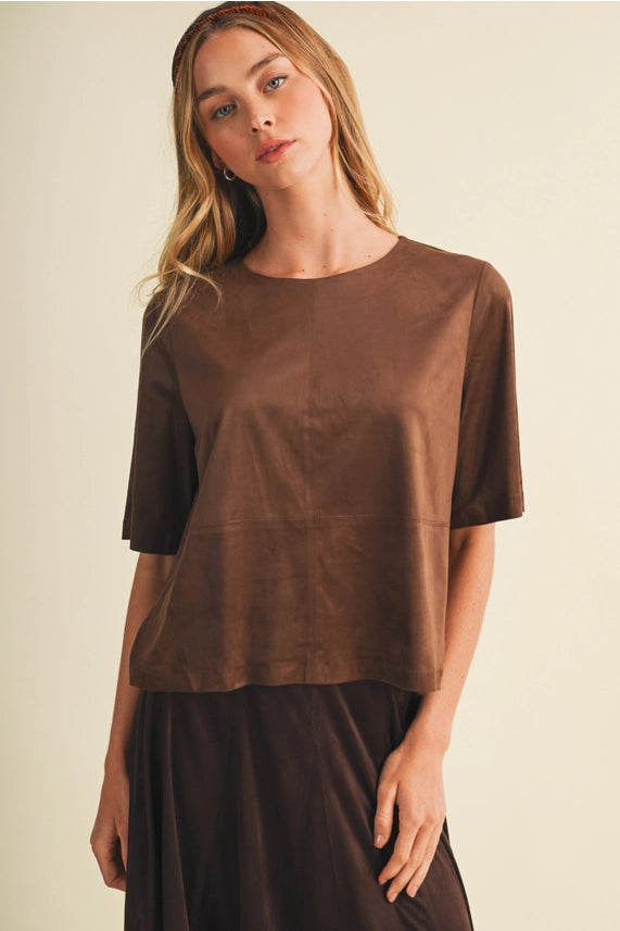 Mustard Seed Faux Suede Boxy Top