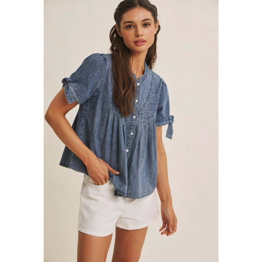 In February Pintuck Denim Shirt - Petticoat Junction