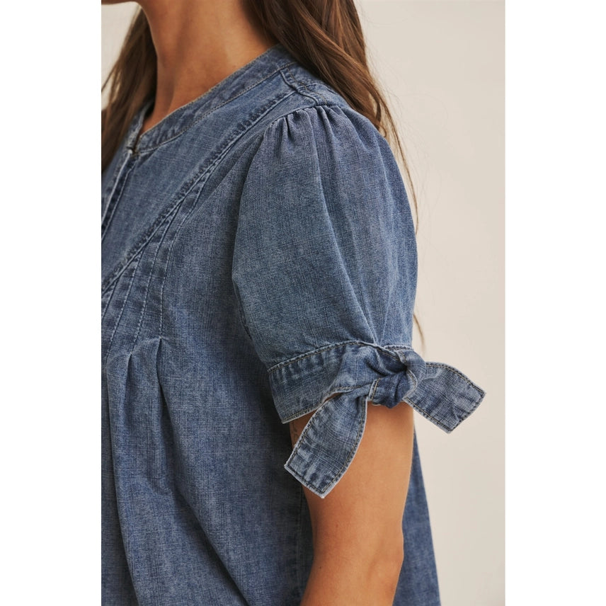 In February Pintuck Denim Shirt - Petticoat Junction