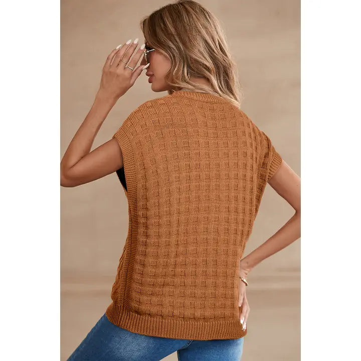 LDC Camel Textured Sweater Vest