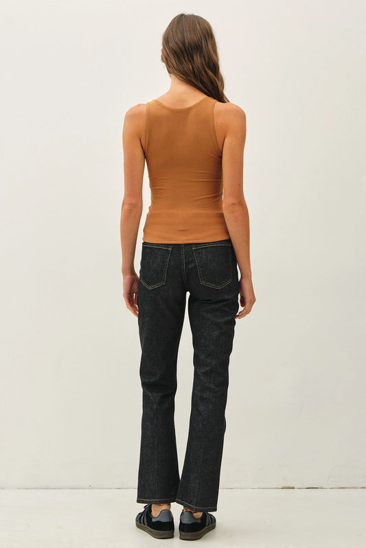 Be Cool Double Layered V-Neck Tank Tan