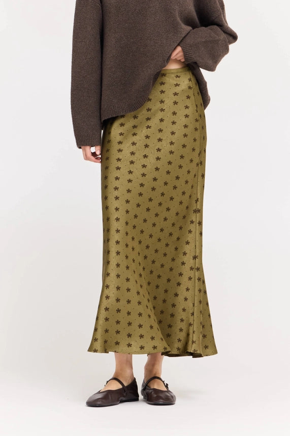 G&G Tapenade Floral Satin Skirt
