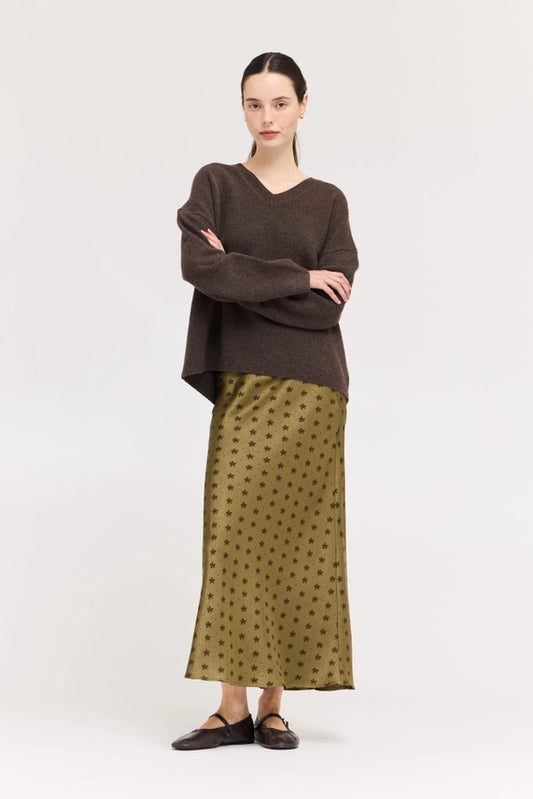 G&G Tapenade Floral Satin Skirt