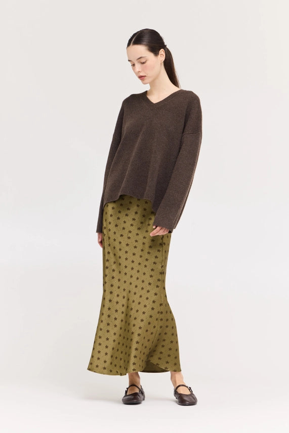 G&G Tapenade Floral Satin Skirt
