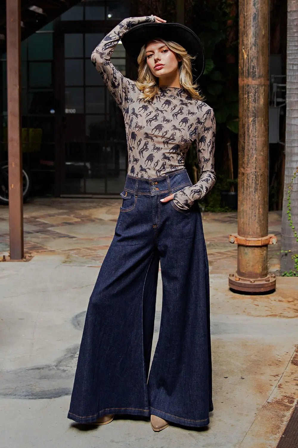 Eesome Taupe Horse Mesh Top