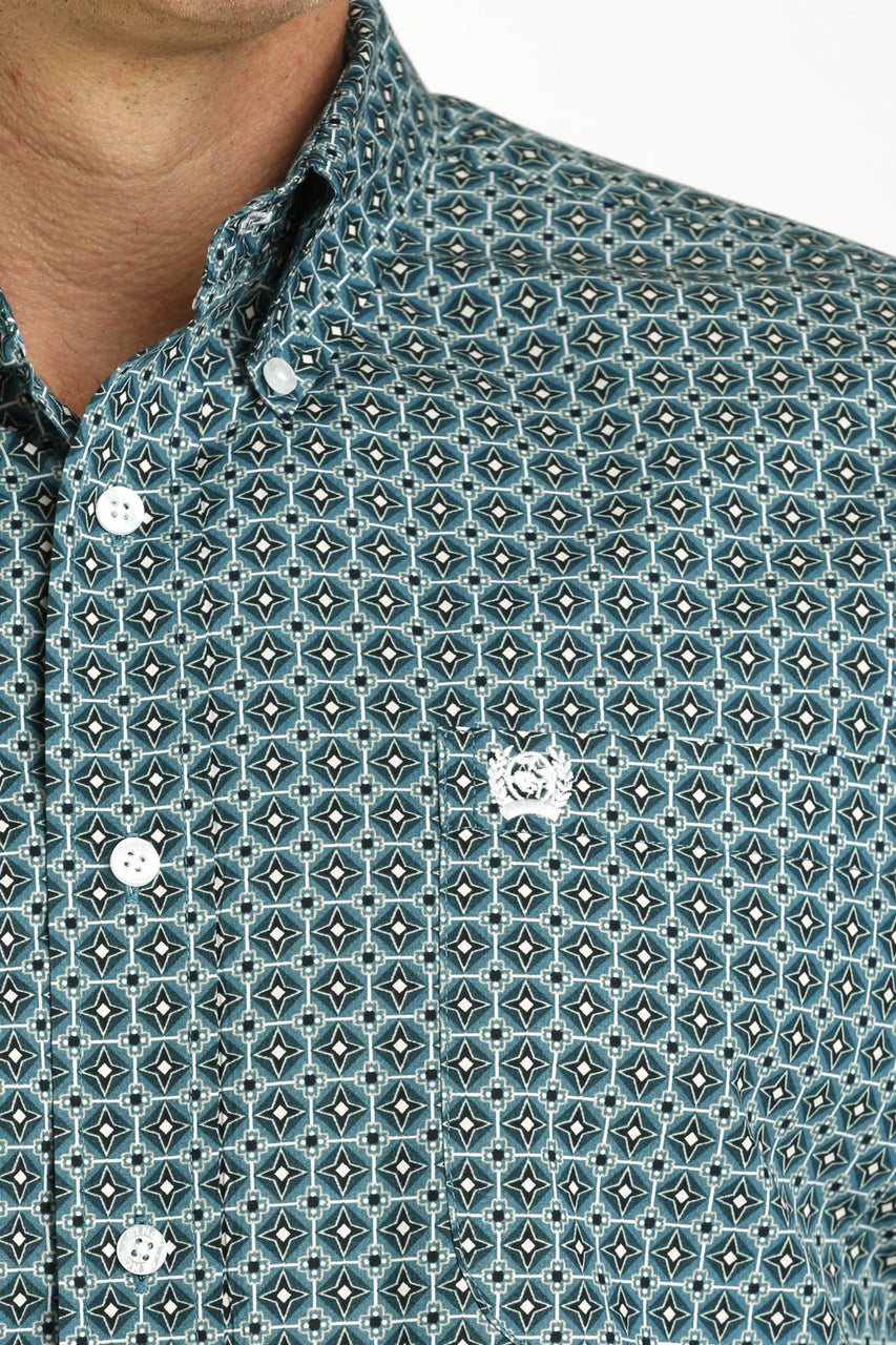 Cinch Teal Geometric Shirt