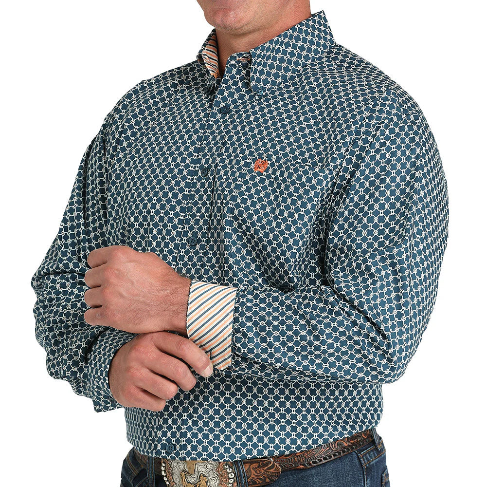 Cinch Teal Circle Print Shirt