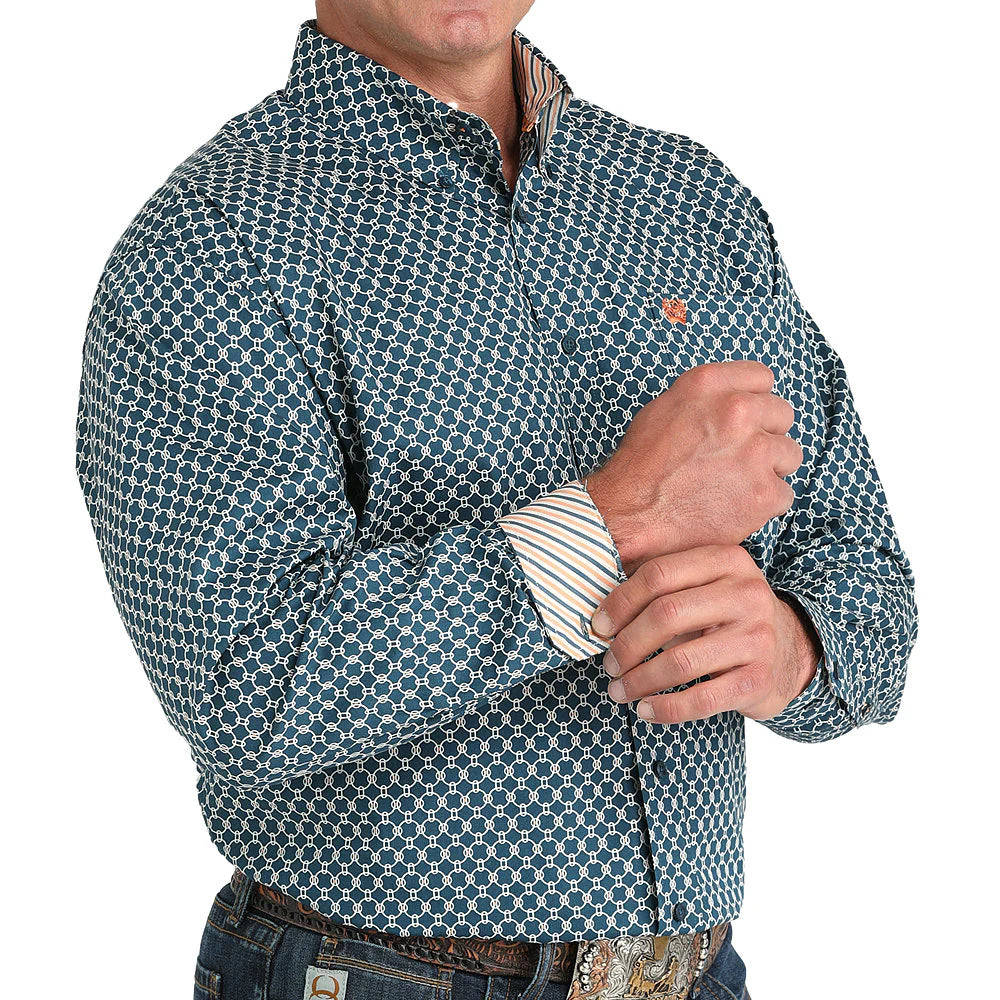 Cinch Teal Circle Print Shirt