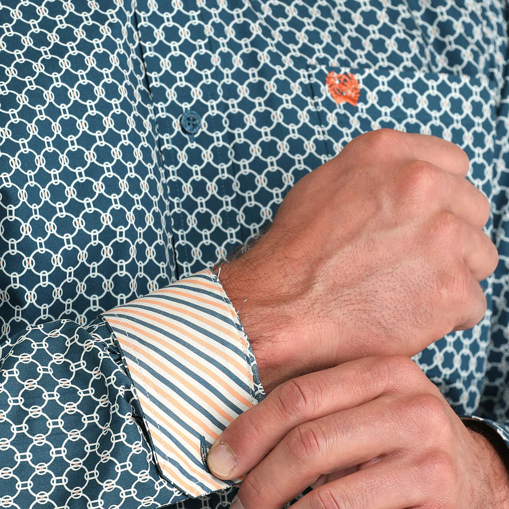Cinch Teal Circle Print Shirt