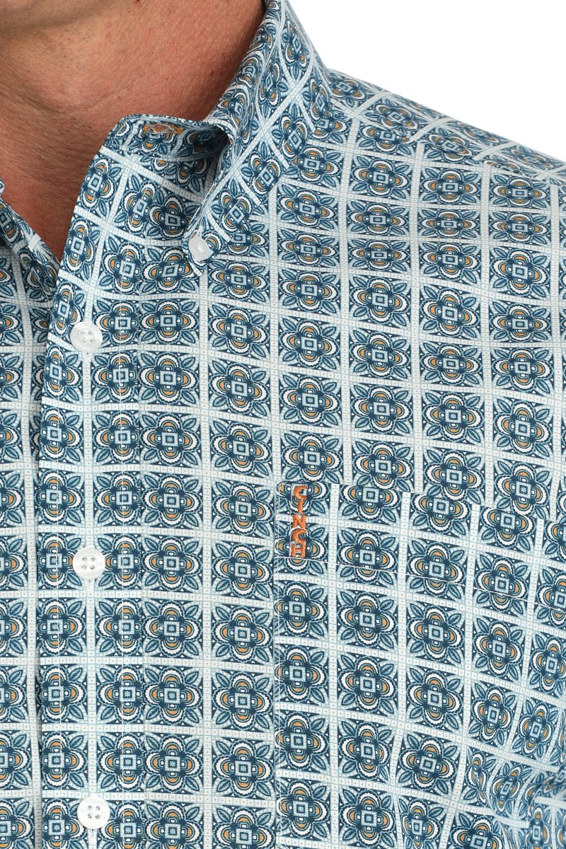 Cinch Modern Fit Teal Print Shirt