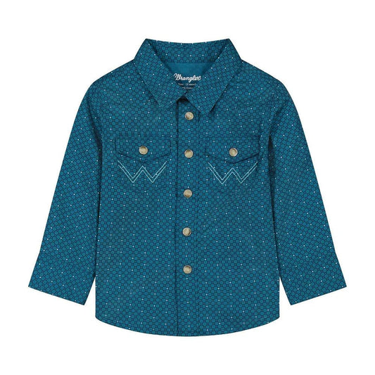 Wrangler Baby Boy Teal Snap Shirt