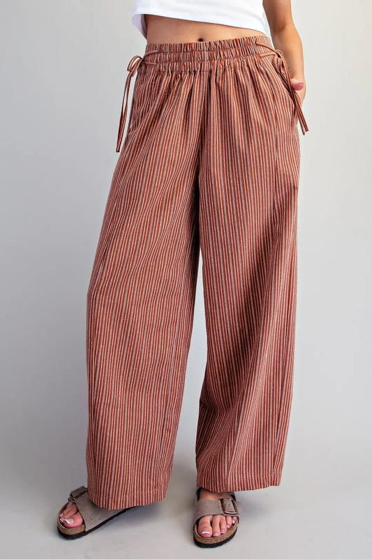 Eesome Striped Tie Pants Terra Cotta