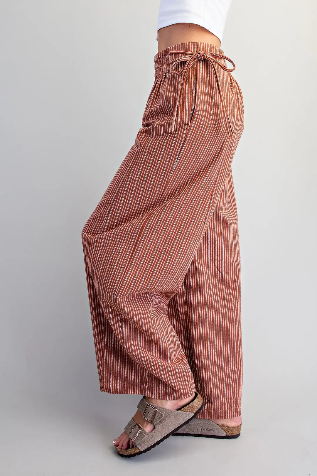 Eesome Striped Tie Pants Terra Cotta - Petticoat Junction