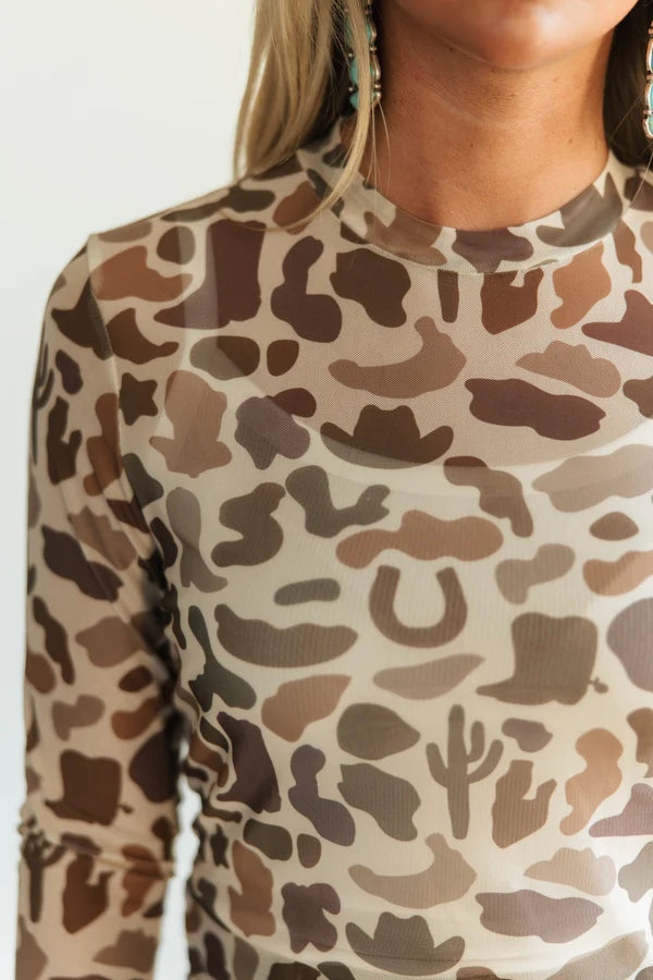 TH Western Camo Mesh Top