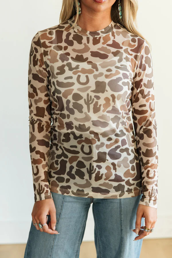 TH Western Camo Mesh Top