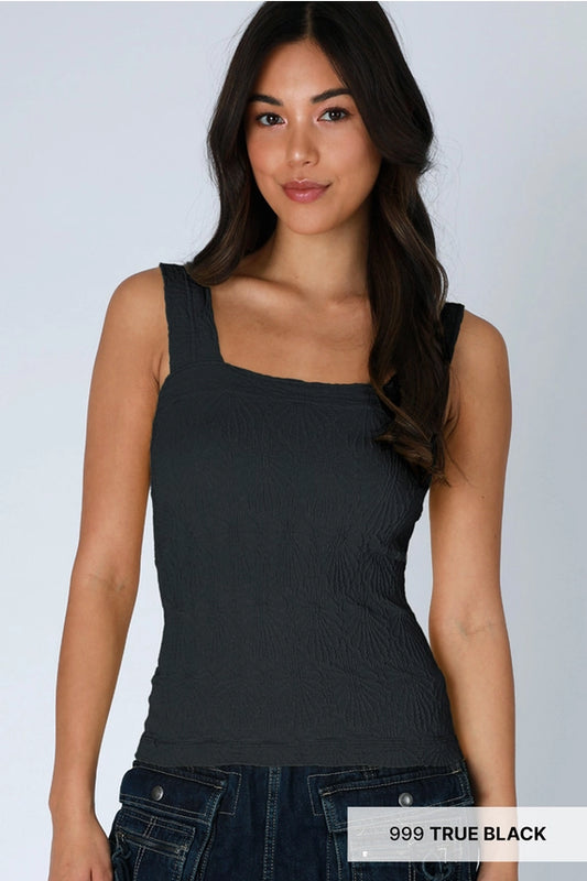 NikiBiki Floral Texture Square Tank White