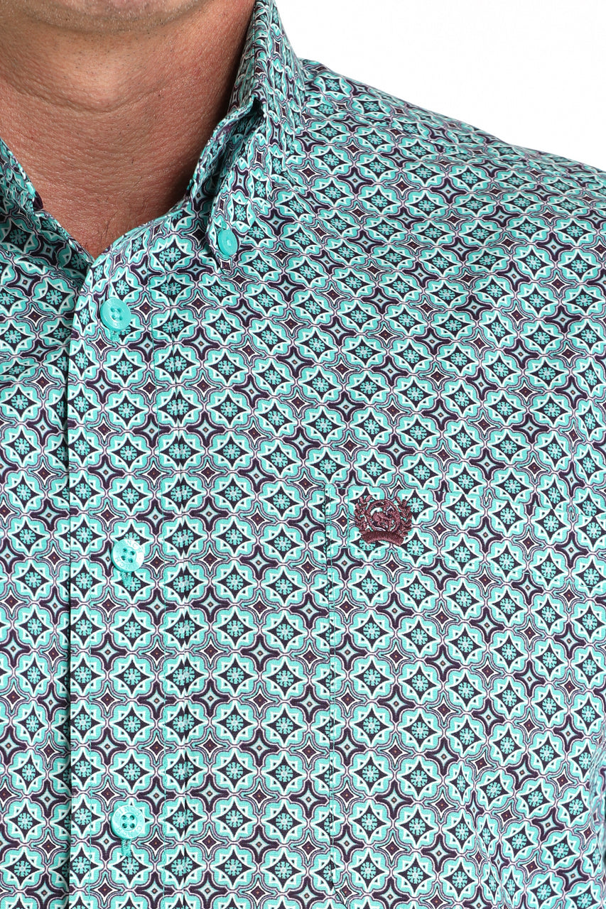 Cinch Turquoise/Purple Geo Print Shirt