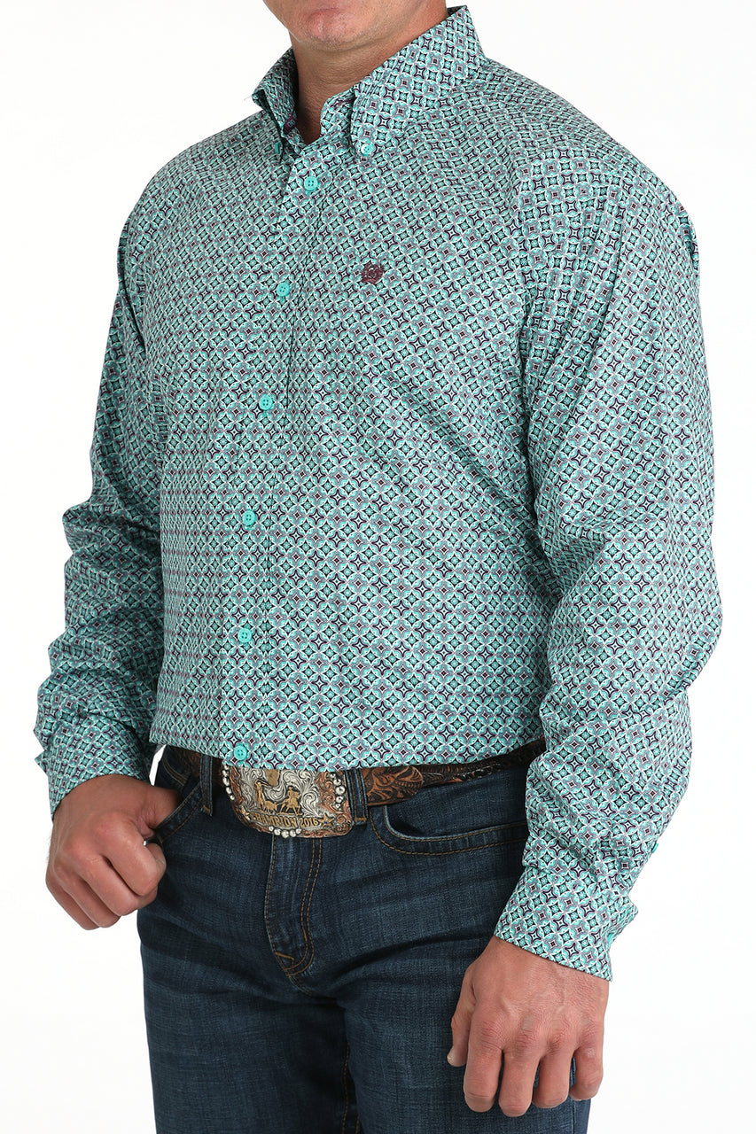 Cinch Turquoise/Purple Geo Print Shirt